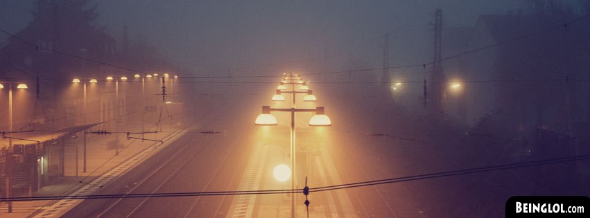 Evening Fog Train Tracks Facebook Cover